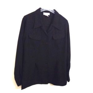 Vintage Classique Collection Black Open Collar Button Up Shirt